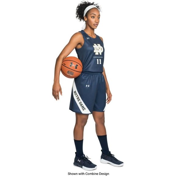 Under Armour Notre Dame Armourfuse Baseline Basketball Short Navy Large Women - Picture 2 of 4